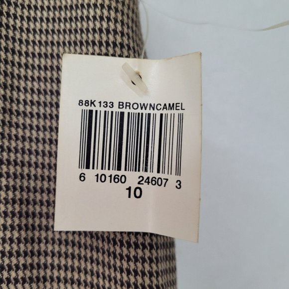 Versailles Skirt Womens 10 Houndstooth Brown/Camel‎ Pleat Hem Lined Back Zip New - Picture 7 of 11